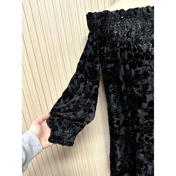 Laundry by Shelli Segal Off-Shoulder Black Floral Dress Size L - Style LY0850 - Picture 2 of 7